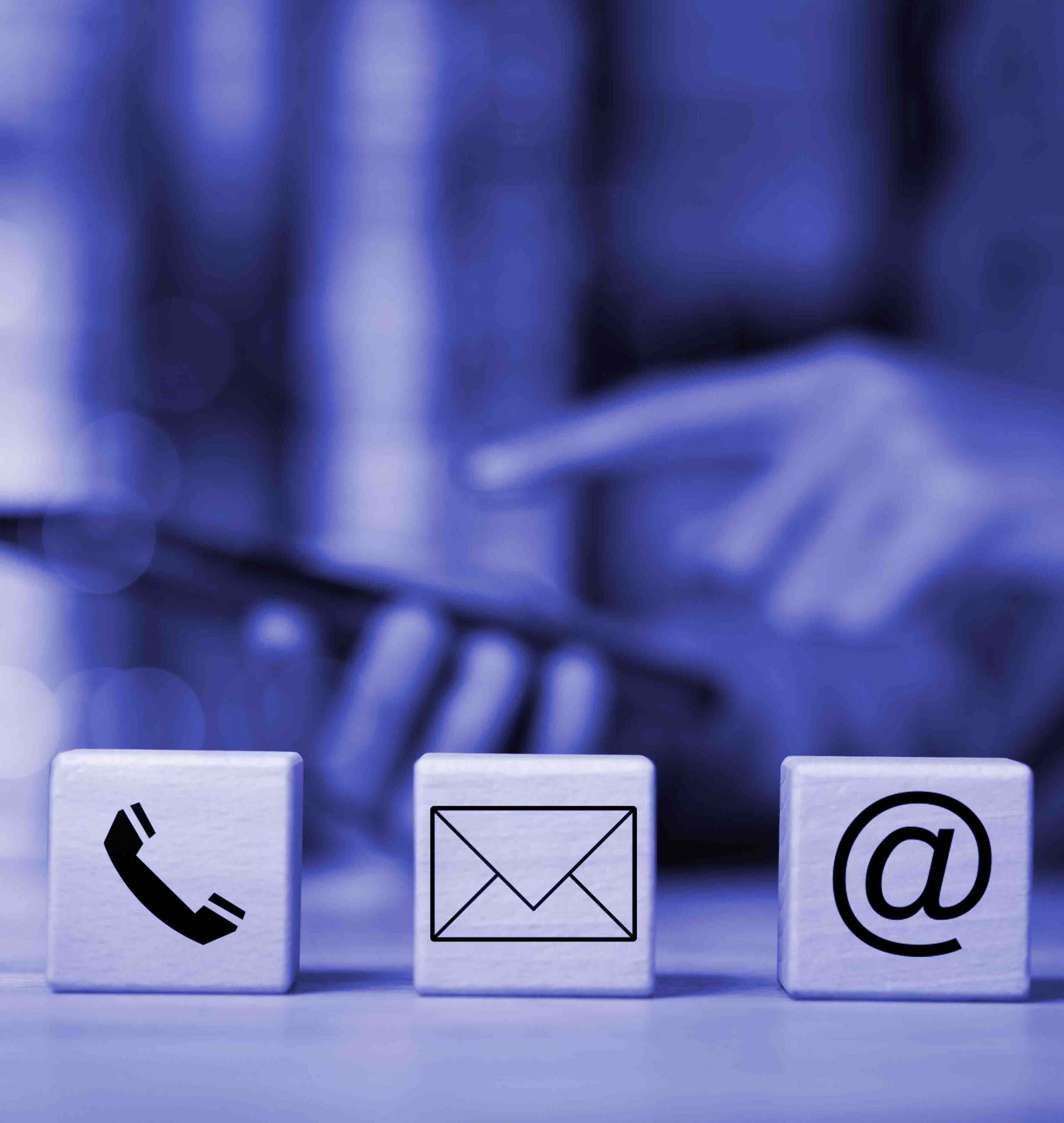 Communication concept with email, message box and contacts icons