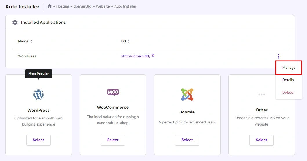 WordPress login screen
