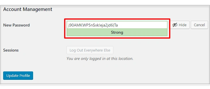 WordPress login screen